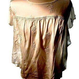 Essentials by ABS Floral Embroidery Cropped Tunic XL